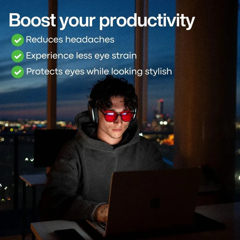 RedShield™ - Óculos Unissex com Lentes Vermelhas Anti-Luz Azul